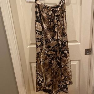 Snakeskin print silk high waisted skirt